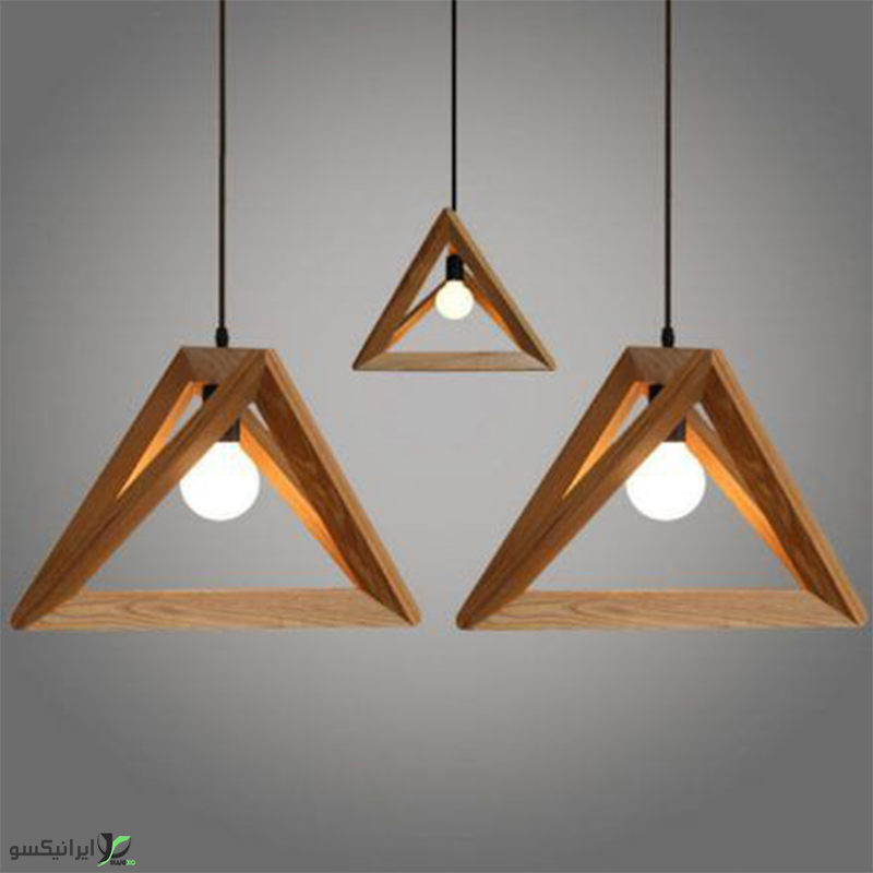 لوستر آویز چوبی سه بعدی طرح مثلث