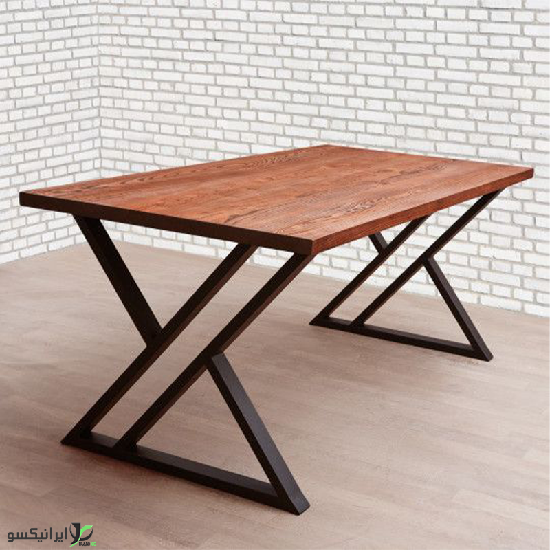 میز ناهار خوری چوب و فلز مدل کلارا