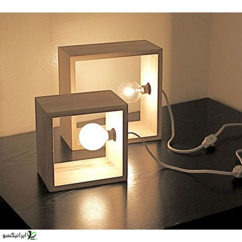چراغ خواب چوبی مربعی