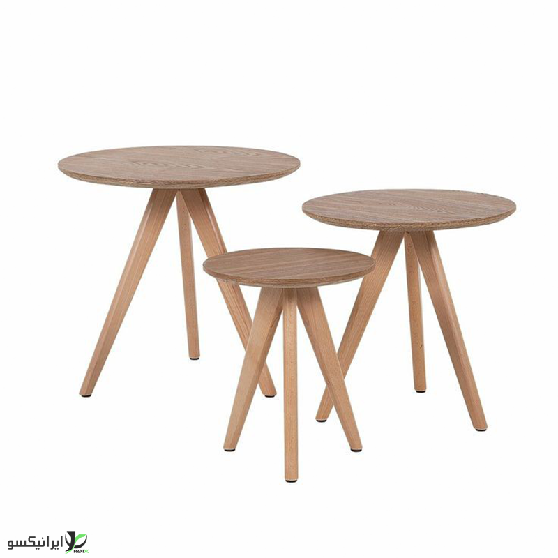 میز وسط سه تیکه چوبی مدل دایره ای