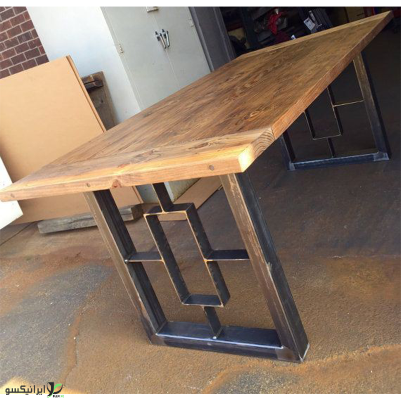 میز ناهار خوری چوب و فلز مدل دیورا