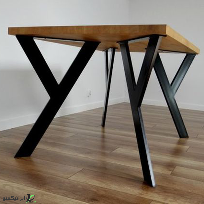 میز ناهار خوری چوب و فلز مدل وای