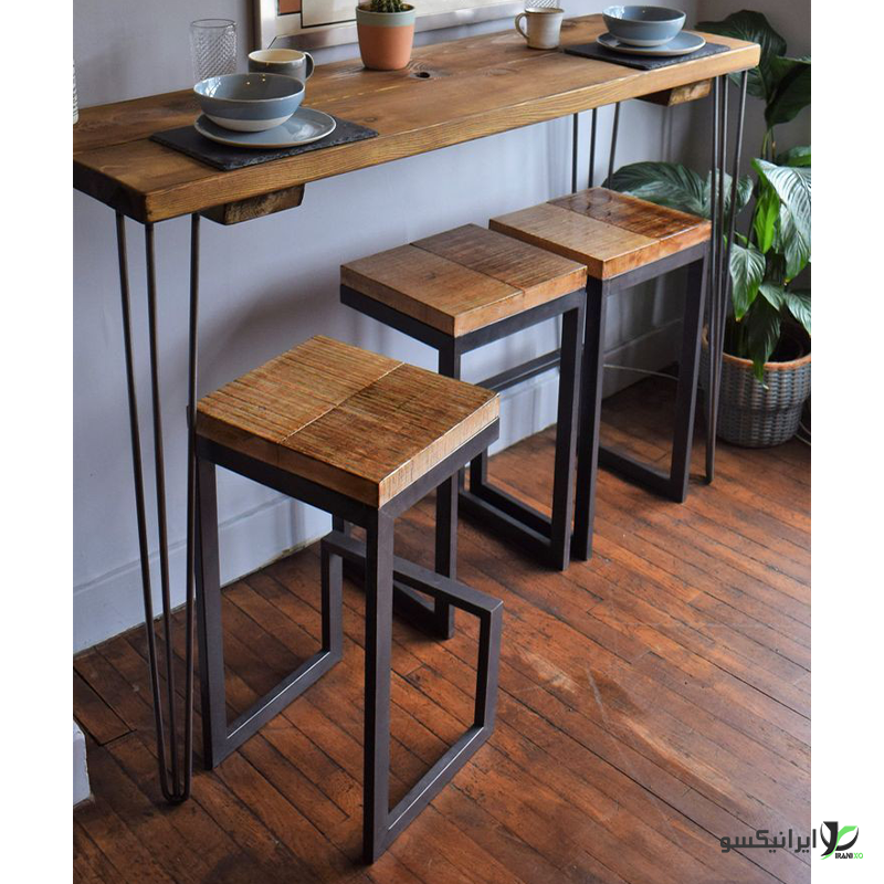صندلی و میز چوب و فلز مدل manno